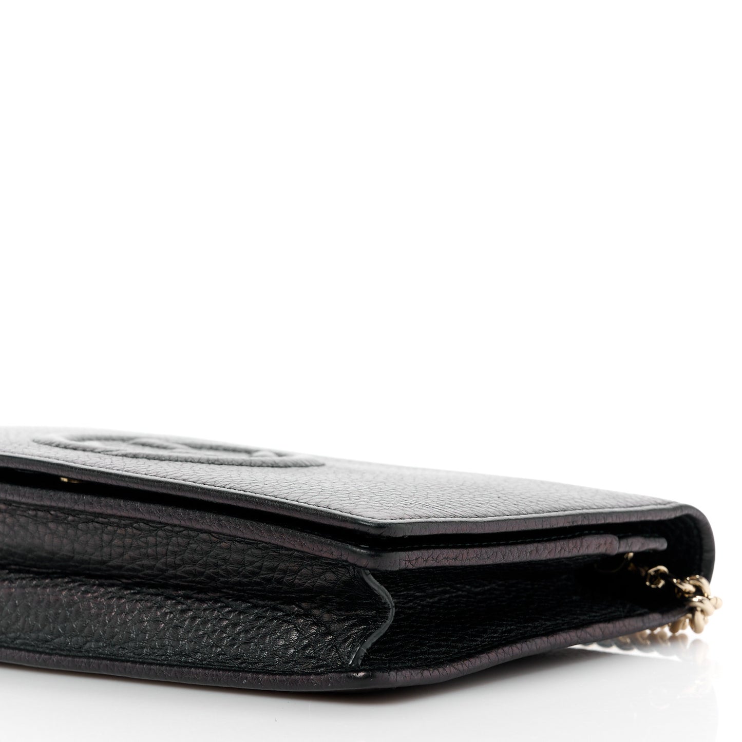 Pebbled Calfskin Soho Wallet On Chain Black