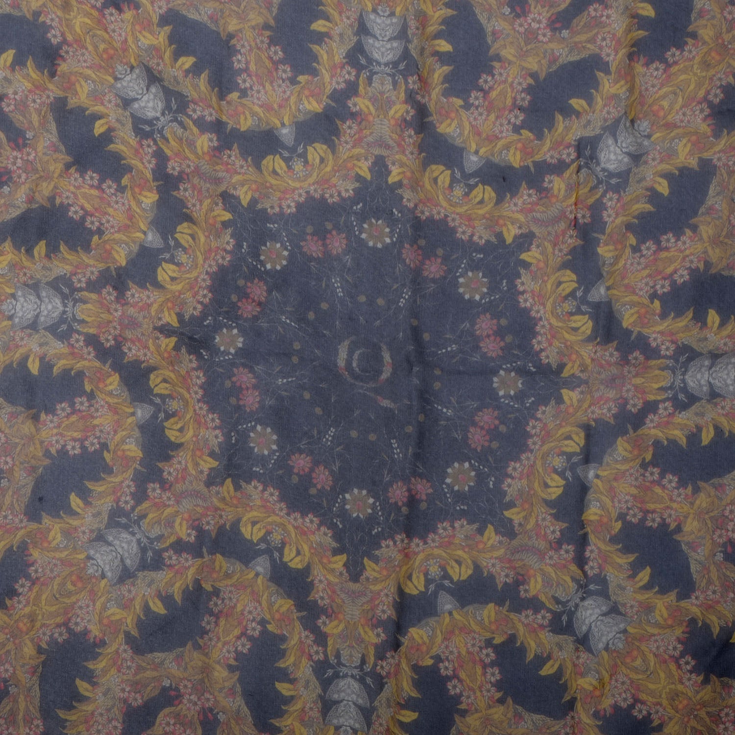 Alexander McQueen Silk Floral Fashion Scarf Navy 1 of 7