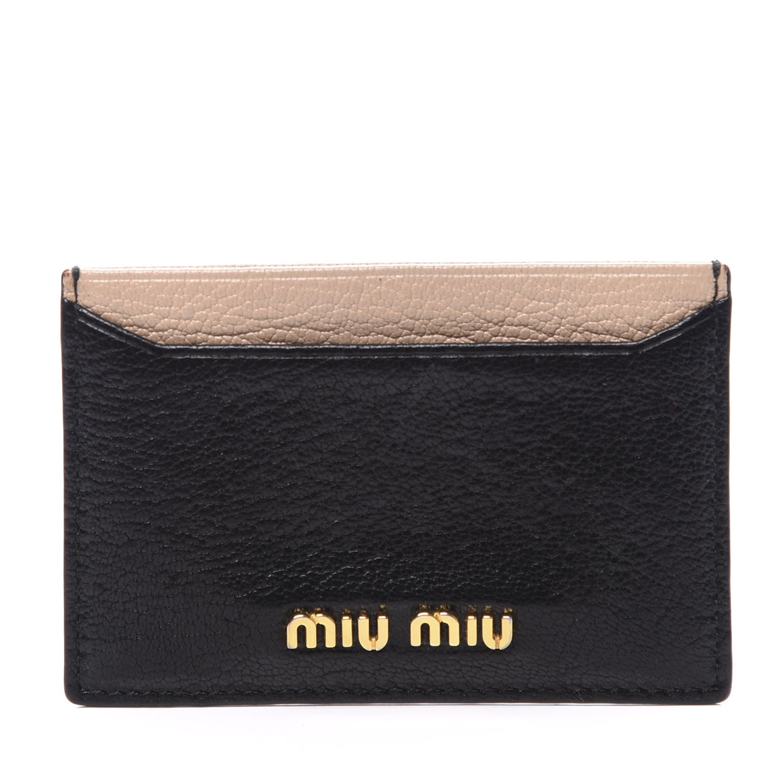 Miu Miu Goatskin Madras Bicolore Card Case Black Cammeo 1 of 8