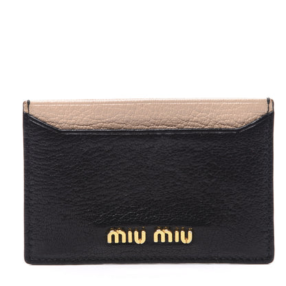 Miu Miu Goatskin Madras Bicolore Card Case Black Cammeo 1 of 8
