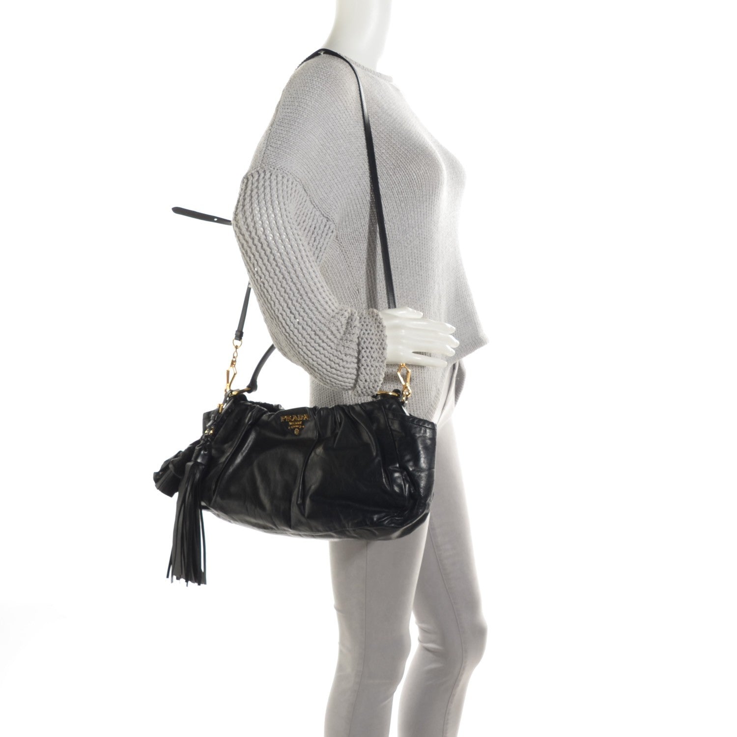 Prada Nappa Dressy New Look Shoulder Bag Nero Black 2 of 7