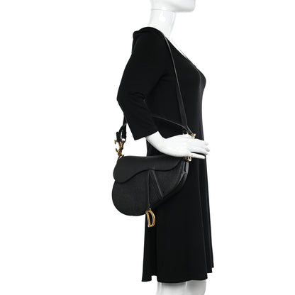 Christian Dior Grained Calfskin Saddle Bag With Strap Black 2 of 10