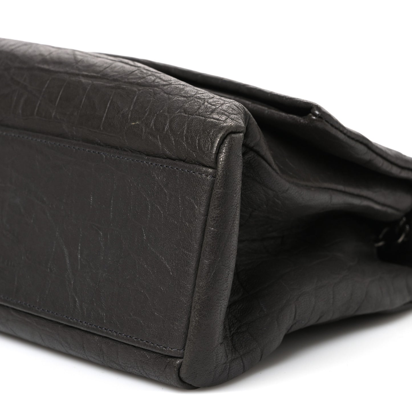 Calfskin Crocodile Embossed West Hollywood Monogram Fold-Over Dark Brown