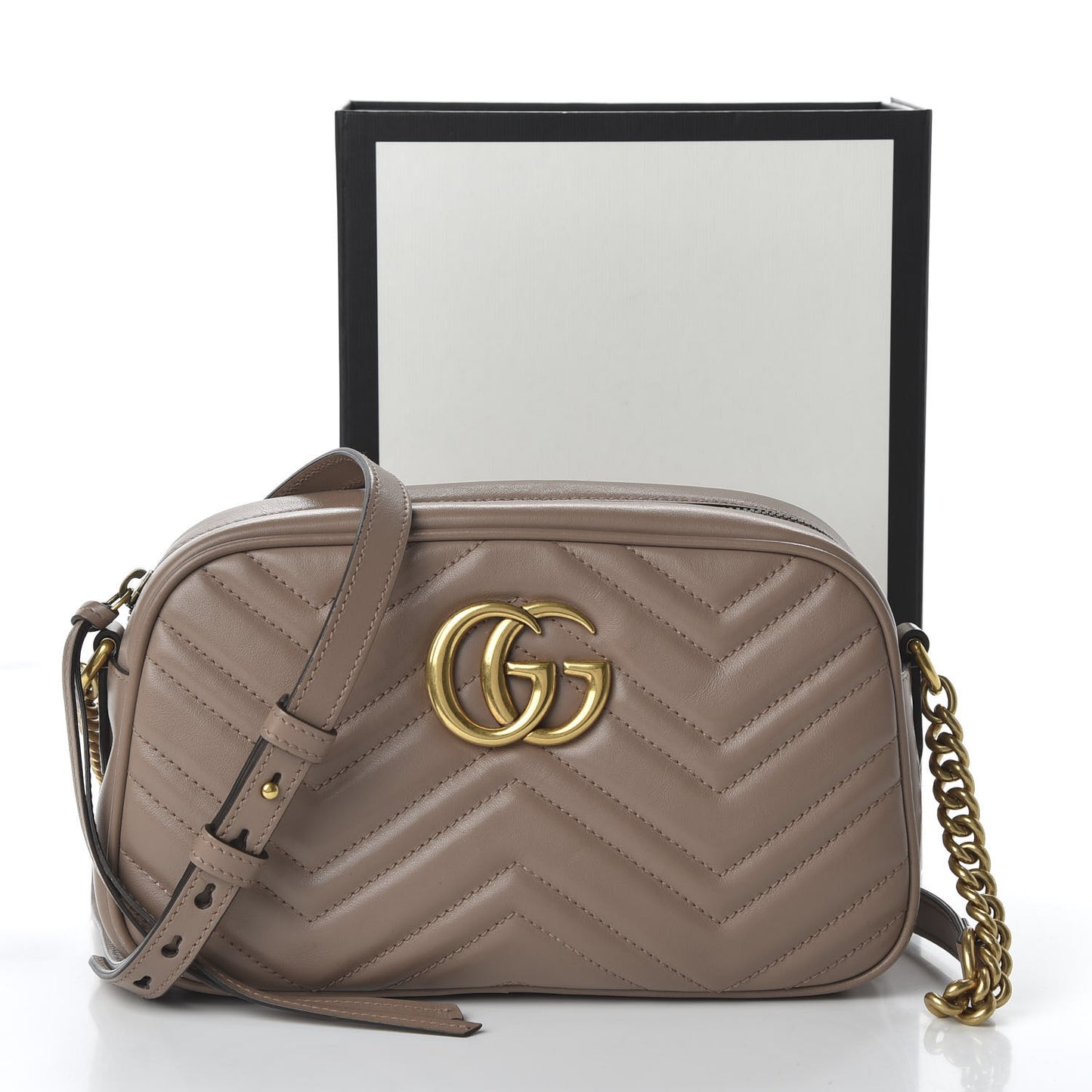 Calfskin Matelasse Small GG Marmont Chain Shoulder Bag Porcelain Rose