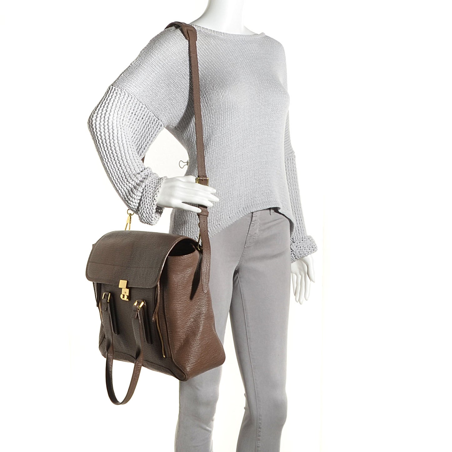 3.1 Leather Large Pashli Satchel Taupe