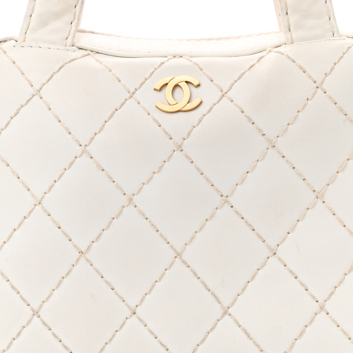 Calfskin Wild Stitch Top Handle Bag White