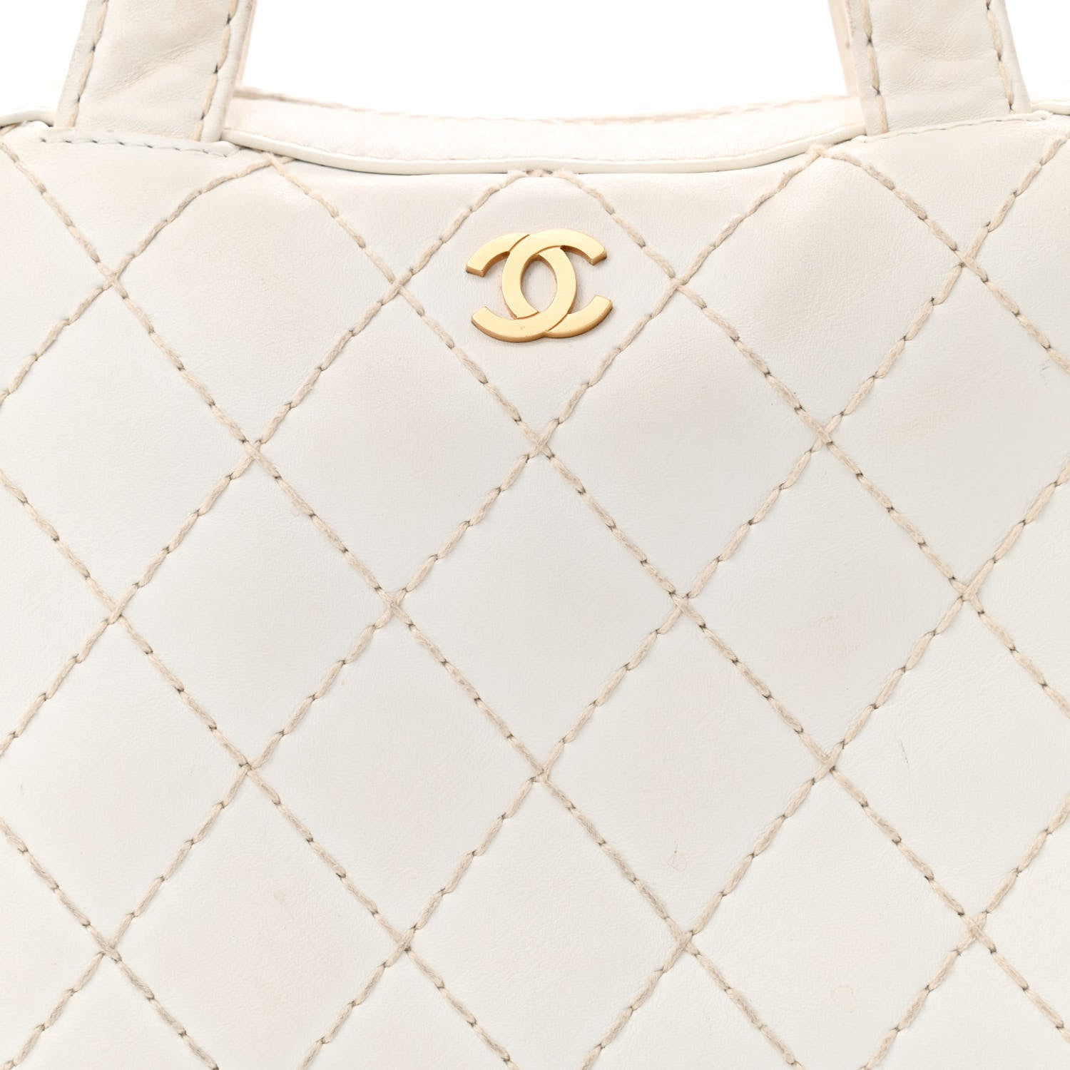 Chanel Calfskin Wild Stitch Top Handle Bag White 9 of 19