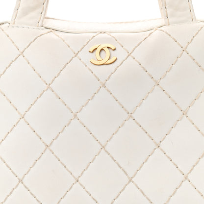 Chanel Calfskin Wild Stitch Top Handle Bag White 9 of 19