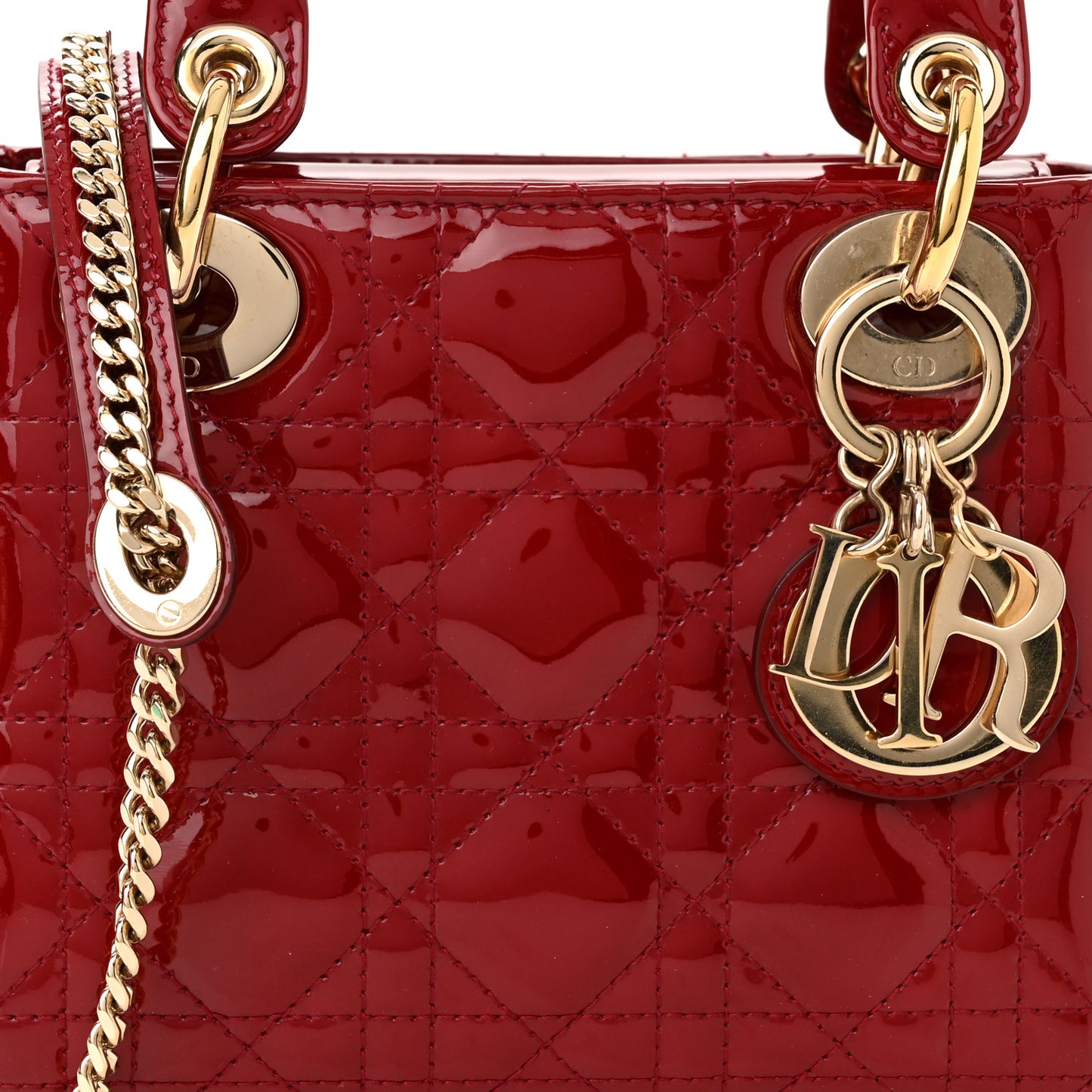 Patent Cannage Mini Lady Dior Red