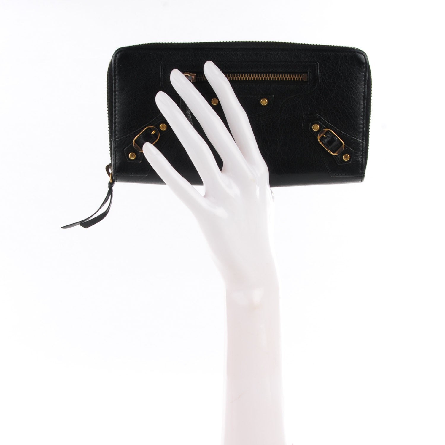 Balenciaga Agneau Classic Hardware Continental Zip Around Wallet Black 2 of 10