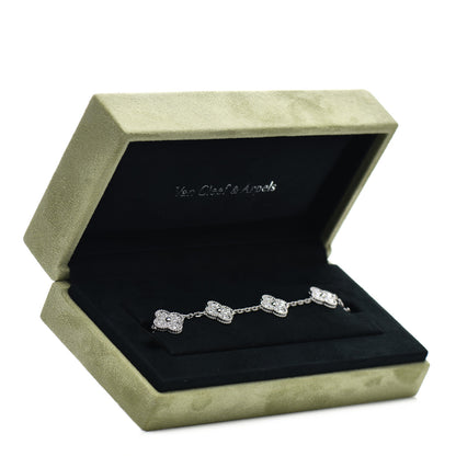 Van Cleef & Arpels 18K White Gold Diamond 5 Motifs Vintage Alhambra Bracelet 5 of 5
