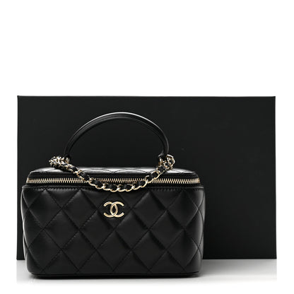 Chanel Lambskin Quilted Small Top Handle Vanity Case With Chain Black 11 of 11