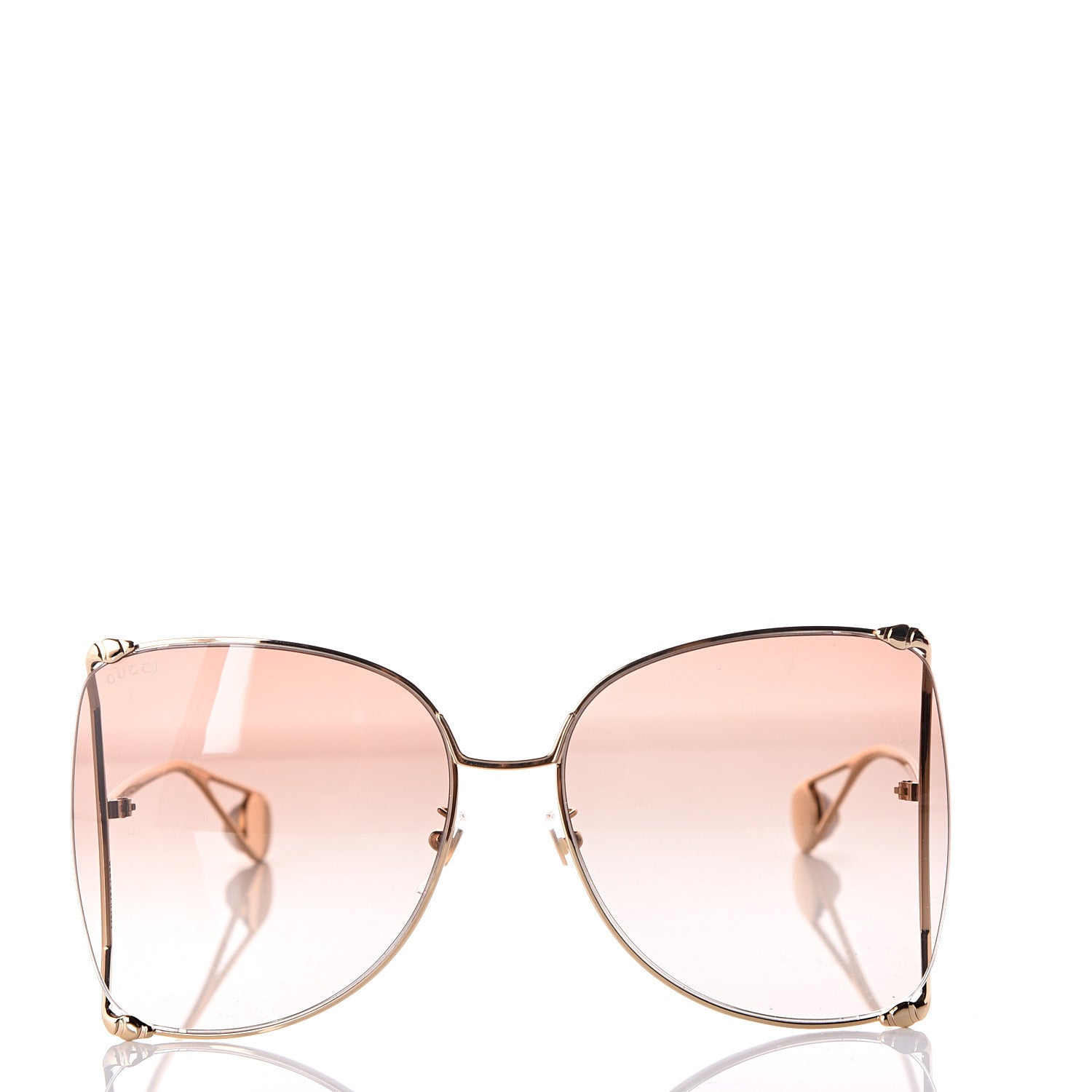 Gucci Oversized Round Sunglasses GG0252S Gold Brown 2 of 8