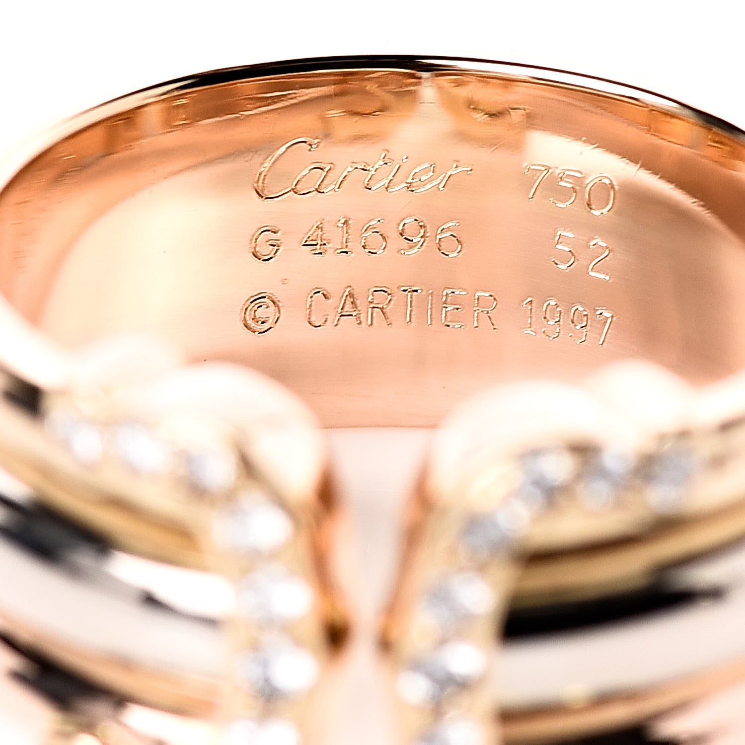 Cartier 18K Pink Yellow White Gold Diamond 11mm C De Ring 52 6 4 of 5