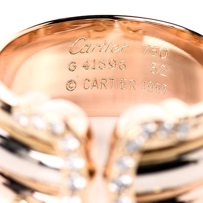 Cartier 18K Pink Yellow White Gold Diamond 11mm C De Ring 52 6 4 of 5