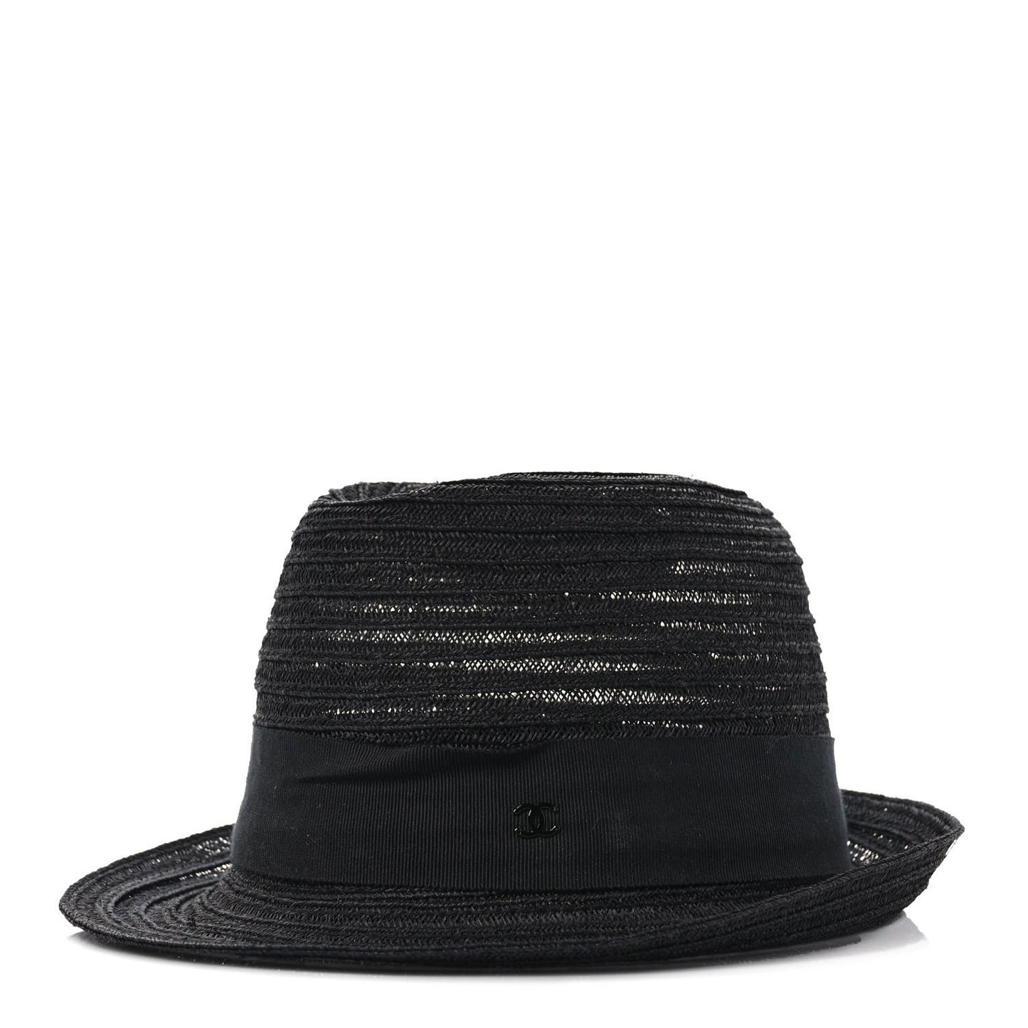 Straw CC Fedora Hat M Black