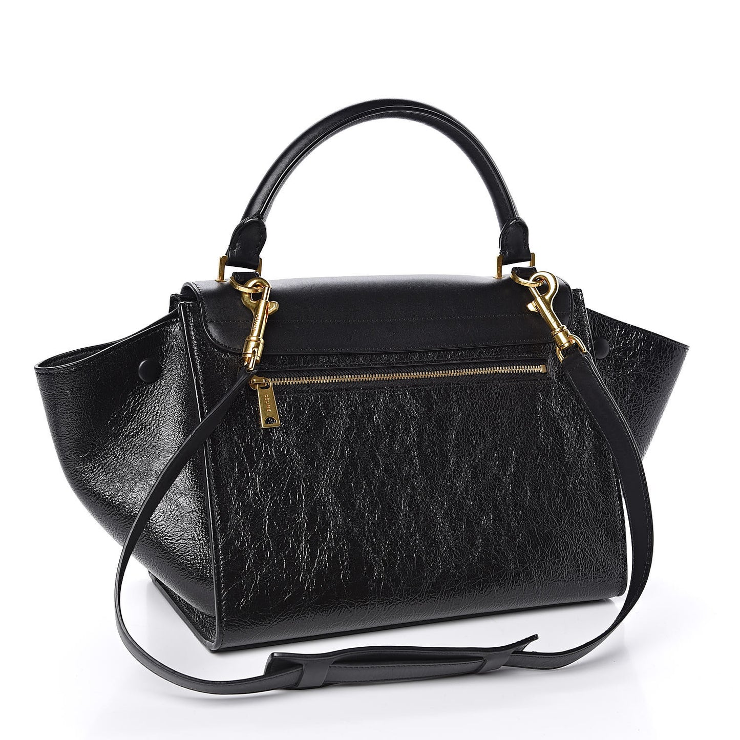 Shiny Goatskin Small Trapeze Black