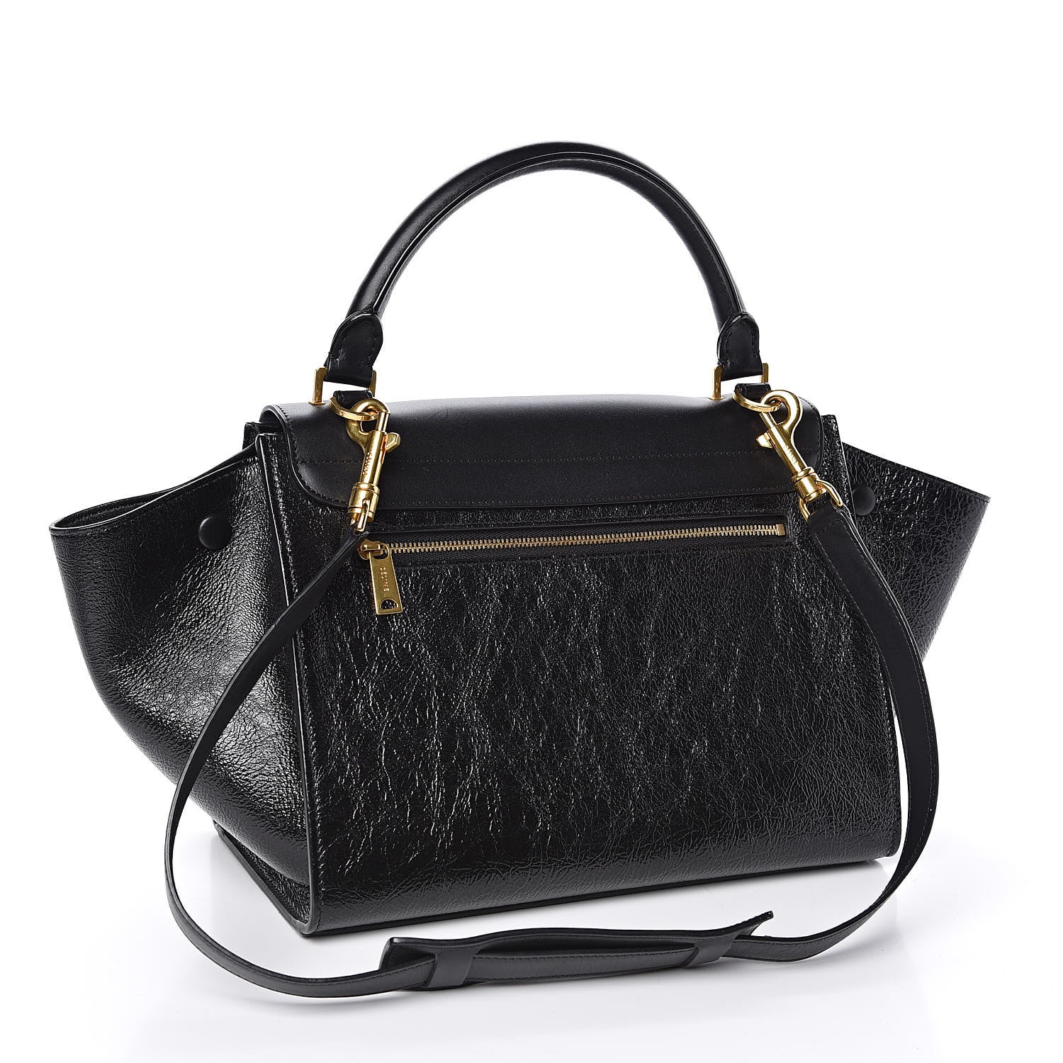 Celine Shiny Goatskin Small Trapeze Black 3 of 10
