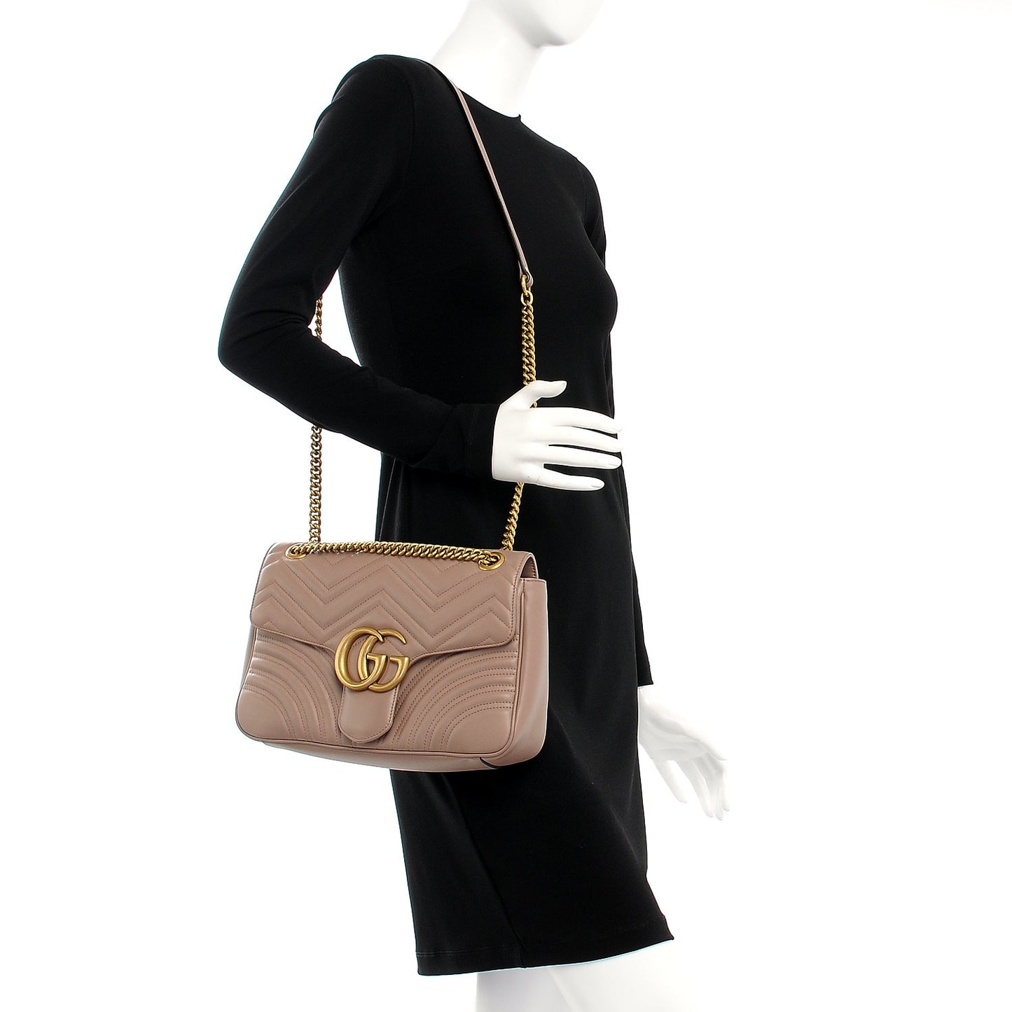 Calfskin Matelasse Medium GG Marmont Shoulder Bag Porcelain Rose