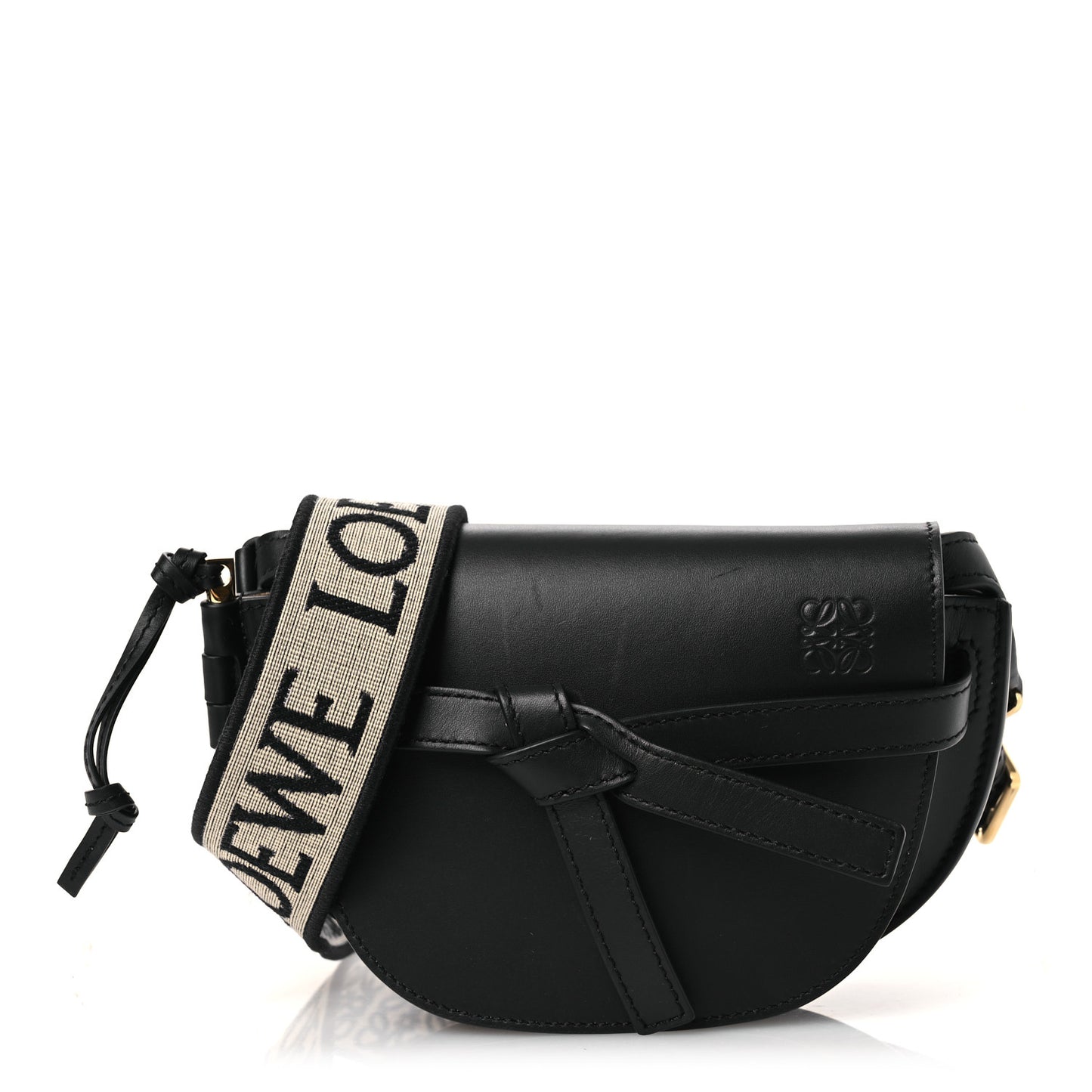Calfskin Jacquard Mini Gate Dual Bag Black