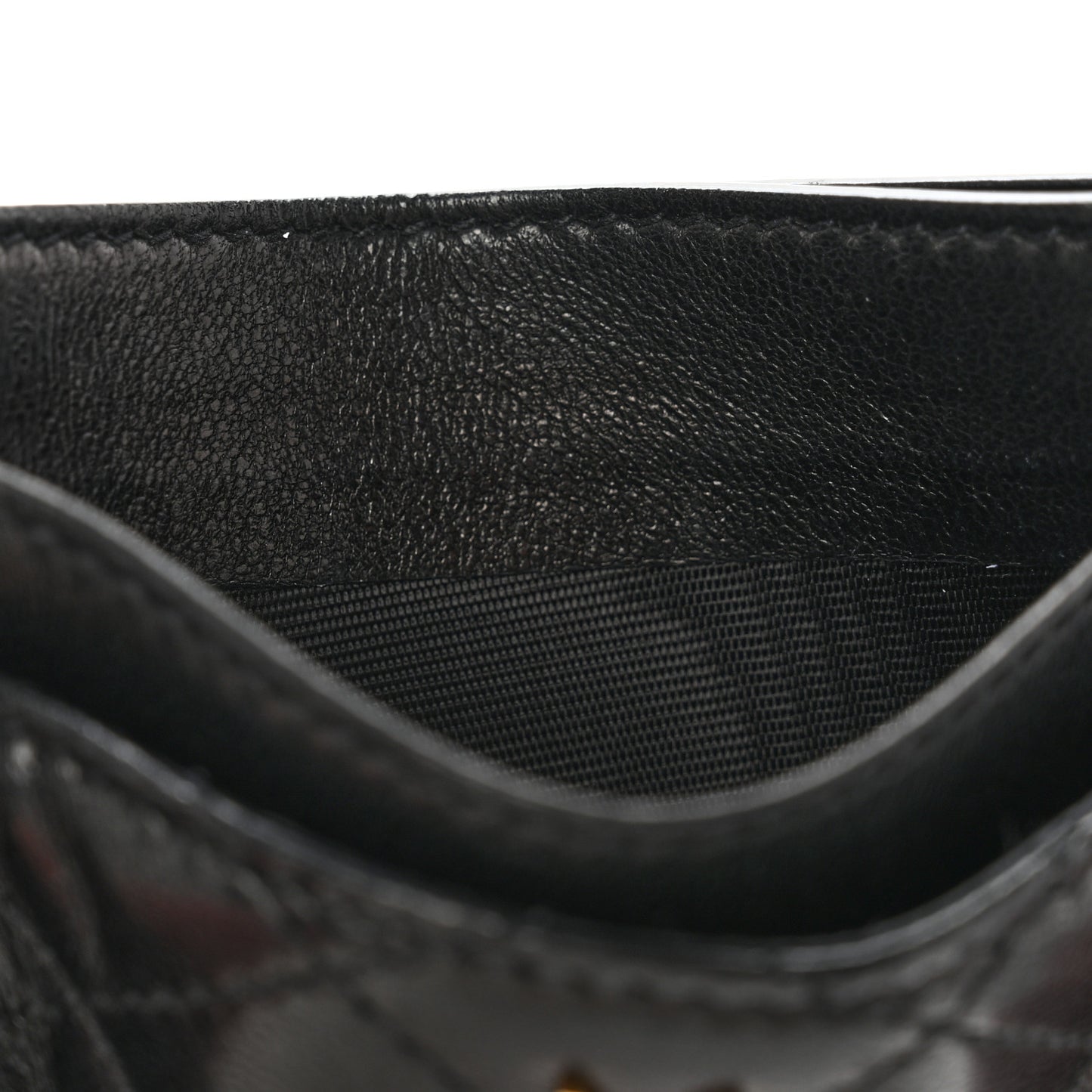 Lambskin Quilted Monogram Gaby Card Case Black