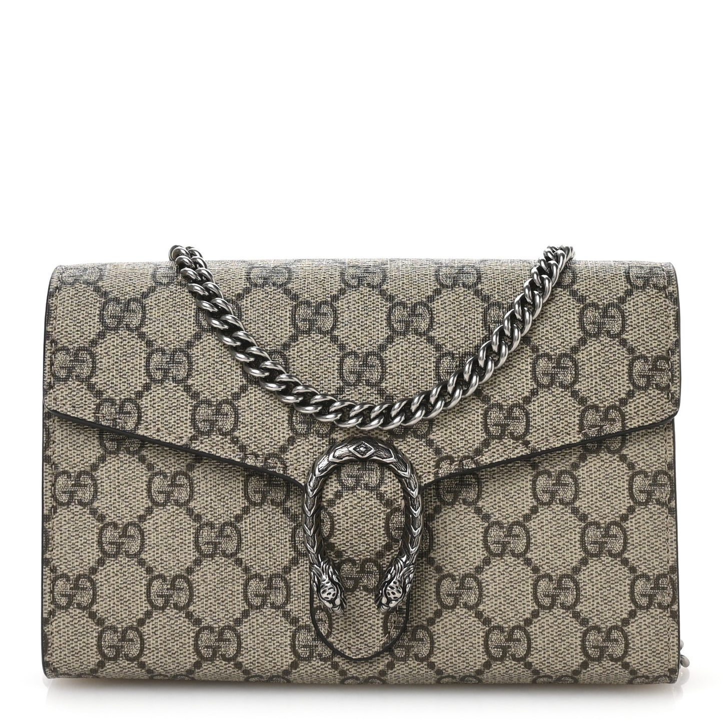 GG Supreme Monogram Mini Dionysus Chain Wallet Beige Taupe