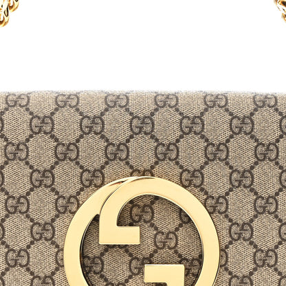 Gucci GG Supreme Monogram Textured Dollar Calfskin Blondie Chain Shoulder Flap Bag Beige Ebony New Acero 8 of 10