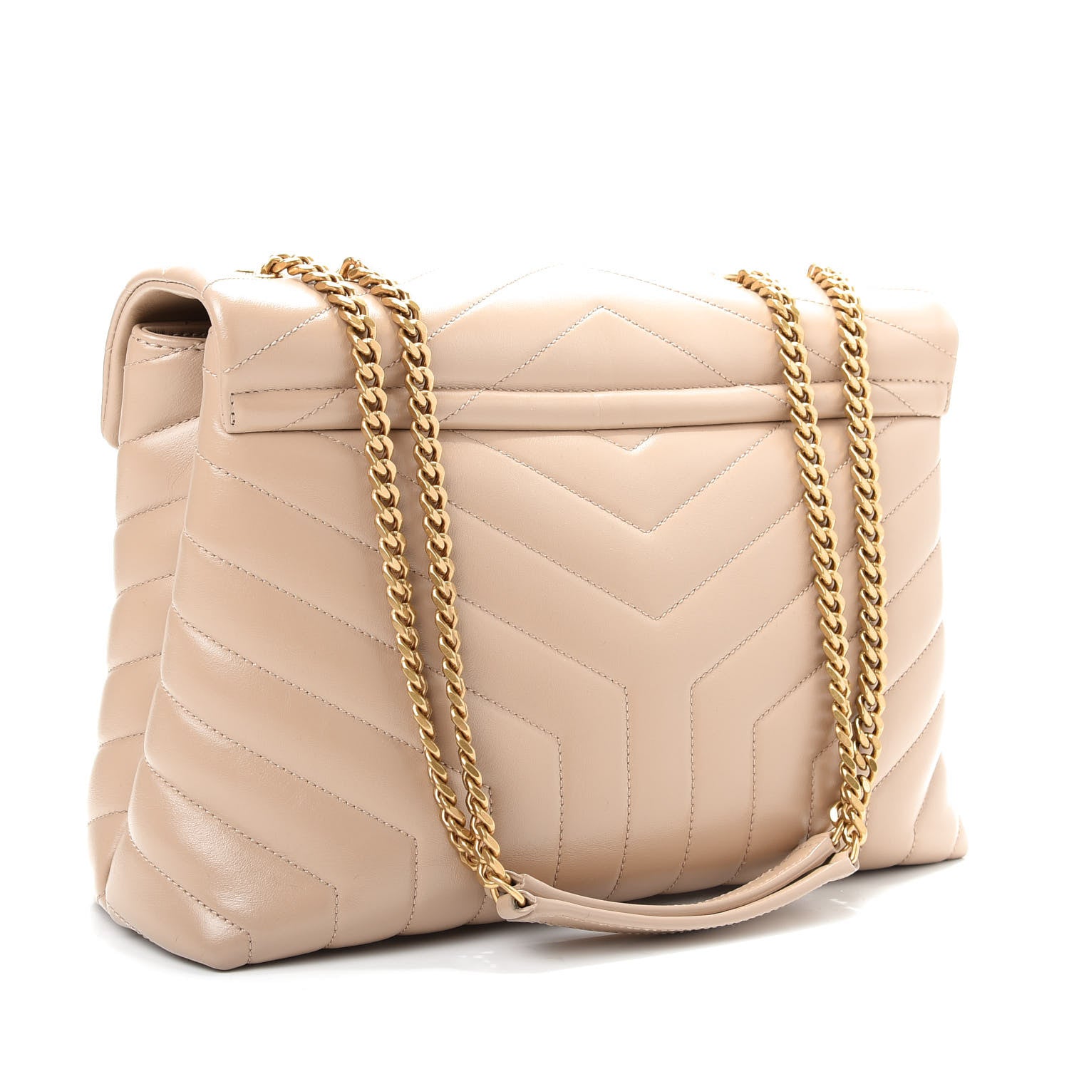 Saint Laurent Calfskin Y Quilted Monogram Medium Loulou Chain Satchel Dark Beige 3 of 9