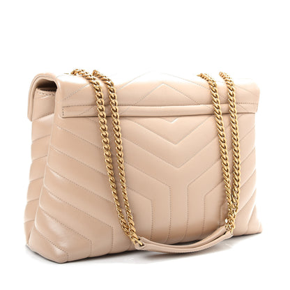 Saint Laurent Calfskin Y Quilted Monogram Medium Loulou Chain Satchel Dark Beige 3 of 9