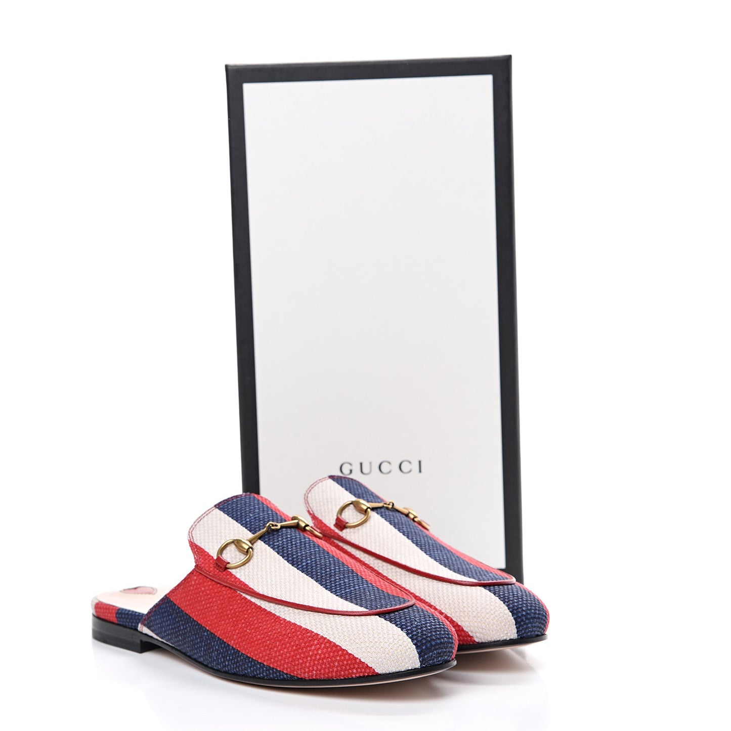 Canvas Sylvie Stripe Womens Princetown Slippers 39 Mystic White Hibiscus Red Maritime