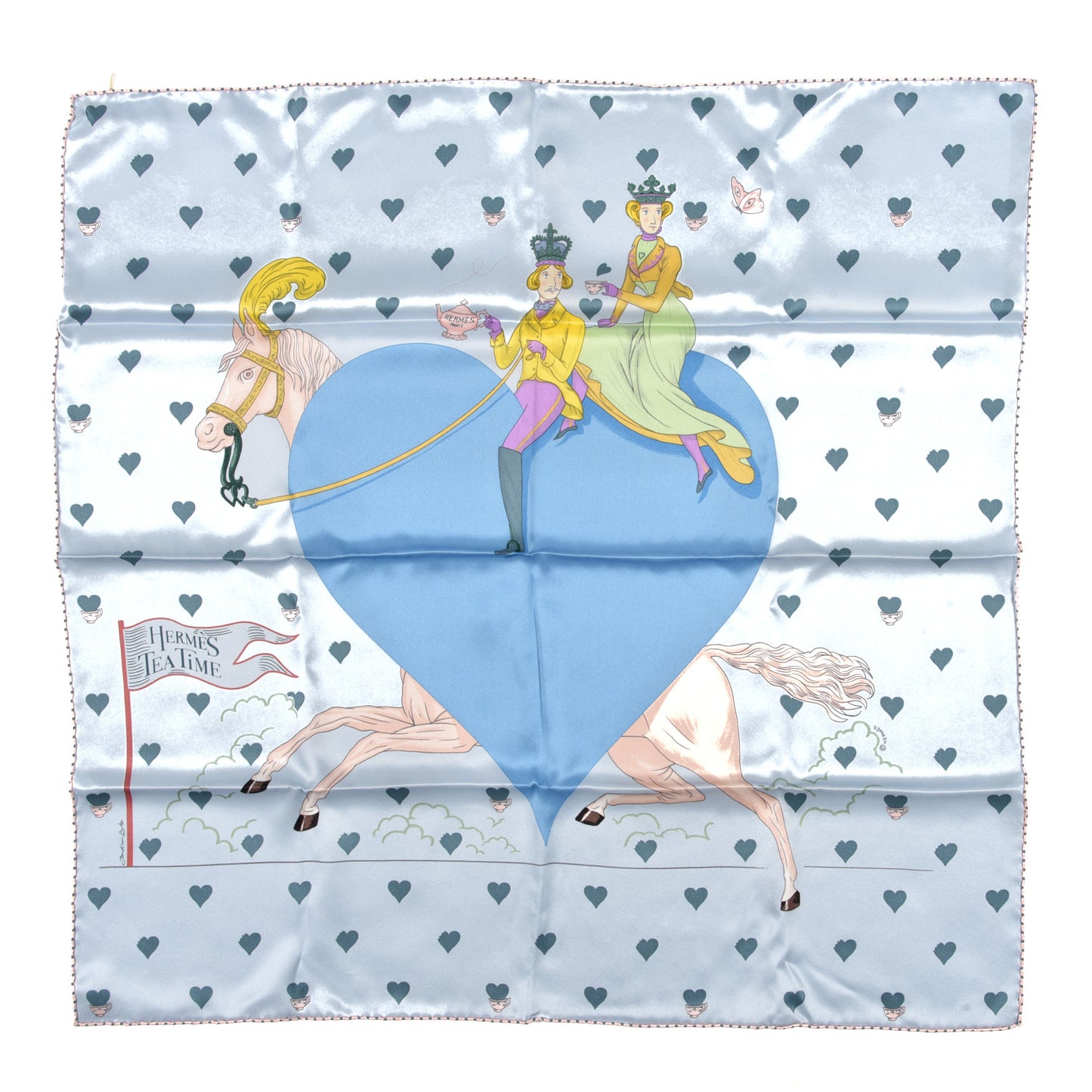 Silk Tea Time Scarf 70 Bleu Ciel Bleu Azur