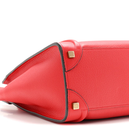 Celine Drummed Calfskin Micro Luggage Coquelicot 8 of 9