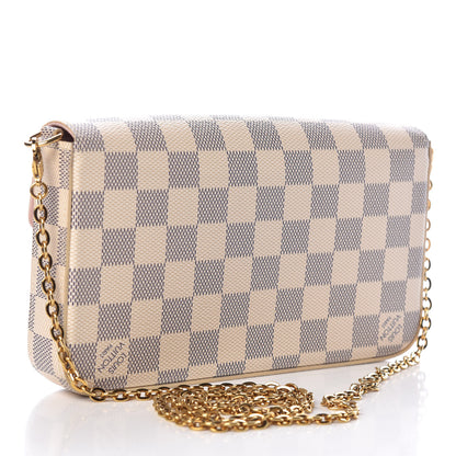 Louis Vuitton Damier Azur Pochette Felicie Chain Wallet Rose Ballerine 3 of 12
