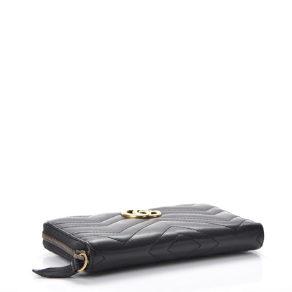 Gucci Calfskin Matelasse GG Marmont Zip Around Wallet Black 4 of 9