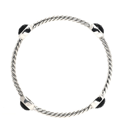 David Yurman Sterling Silver Black Onyx 3mm Color Classics Four Station Bangle Bracelet 3 of 5