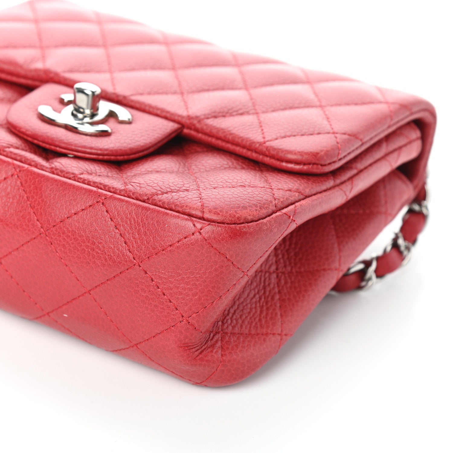 Chanel Caviar Quilted Mini Square Flap Red 10 of 10
