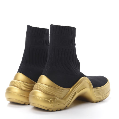 Louis Vuitton Stretch Textile Monogram LV Archlight Sneaker Boots 39 Black Gold 4 of 7