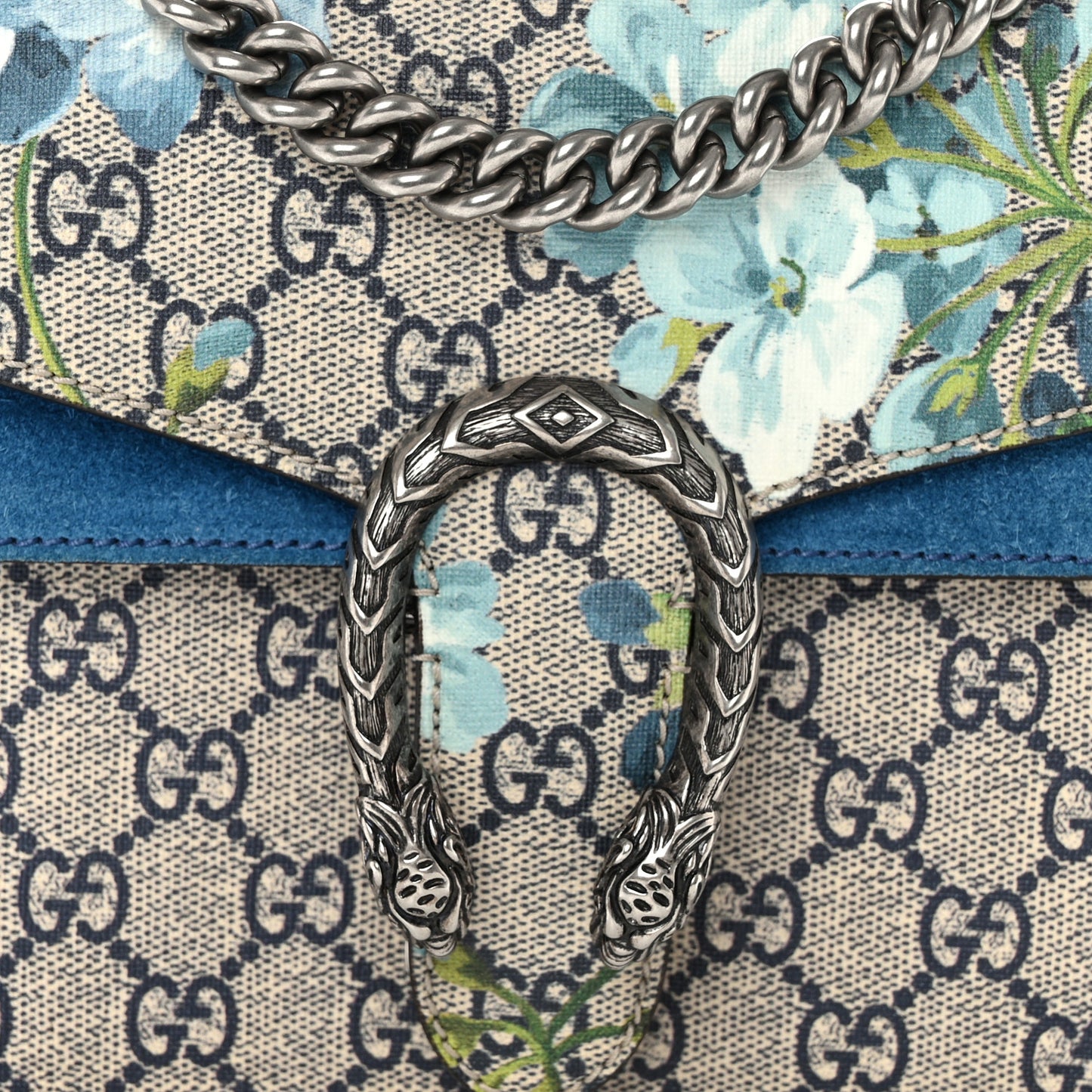 GG Supreme Monogram Blooms Mini Dionysus Shoulder Bag Beige Navy Vintage Blue