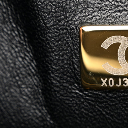 Chanel Shiny Lambskin Quilted Golden Links Top Handle Flap Black 7 of 11