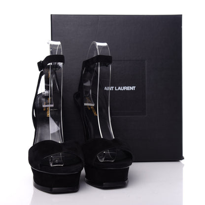 Saint Laurent Kid Scamosciato Tribute 105 Platform Sandals 38.5 Black 10 of 11