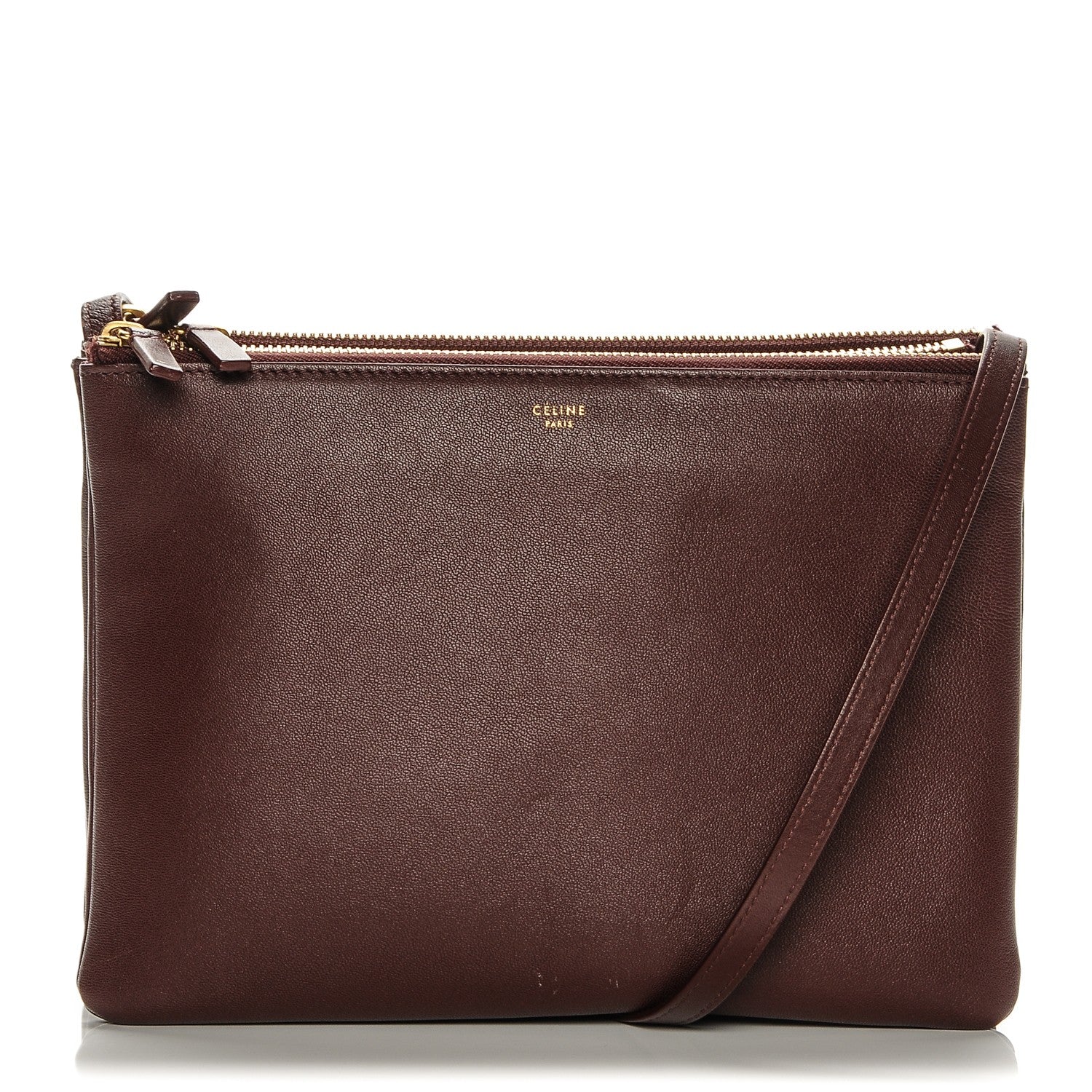 Celine Lambskin Large Trio Crossbody Bag Burgundy 1 of 6