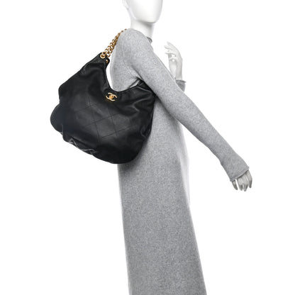 Chanel Calfskin Quilted Maxi Chain Hobo Black 3 of 10