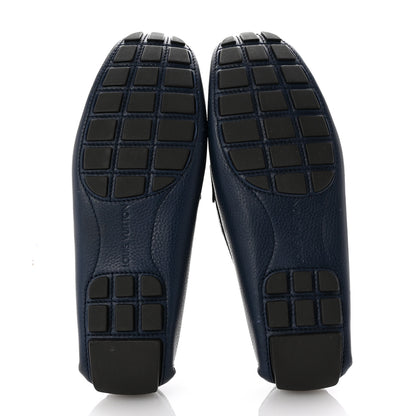 Louis Vuitton Grained Calfskin Mens Monte Carlo Car Shoe Moccasin Loafers 11 Blue 7 of 10