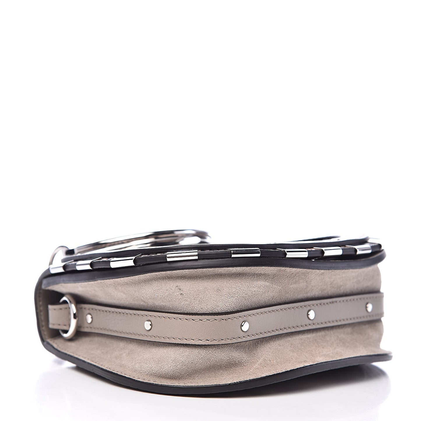 Calfskin Suede Python Print Small Nile Bracelet Bag Motty Grey