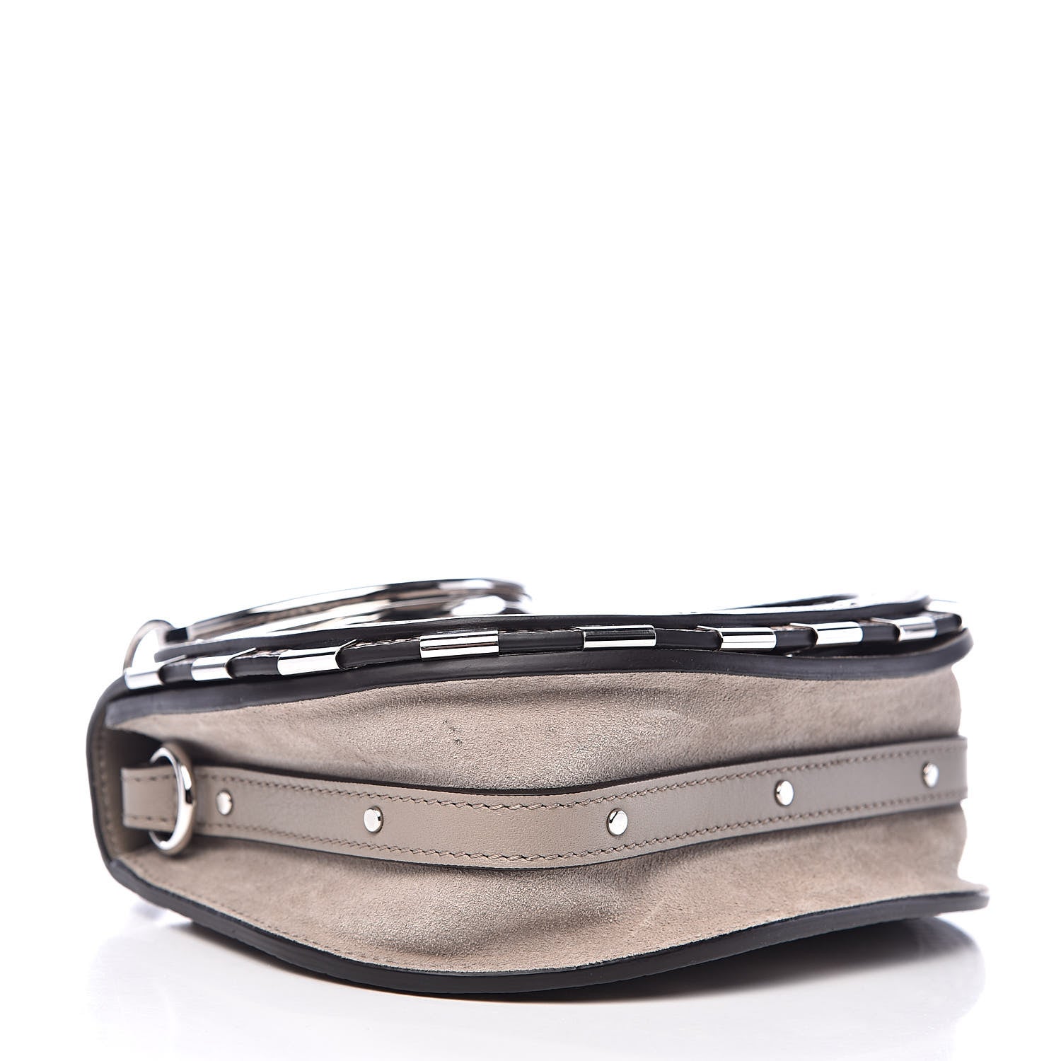 Chloe Calfskin Suede Python Print Small Nile Bracelet Bag Motty Grey 4 of 11