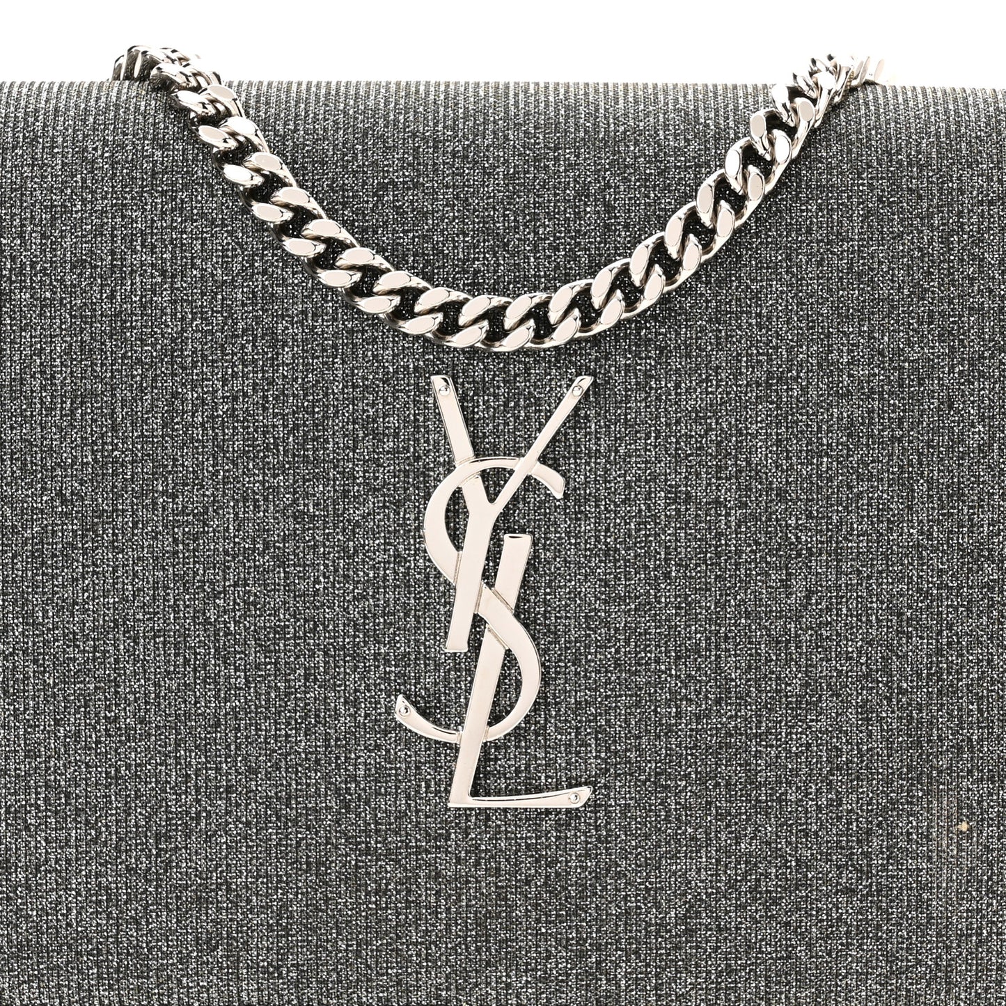 Grained Metallic Calfskin Monogram Chain Wallet