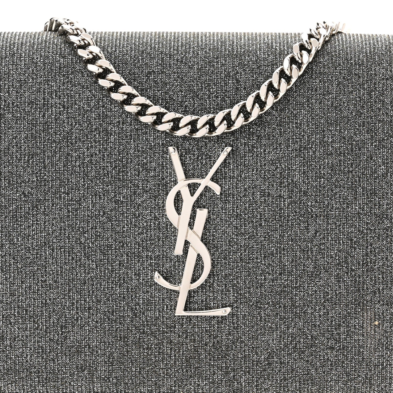 Saint Laurent Grained Metallic Calfskin Monogram Chain Wallet 7 of 12