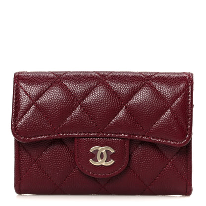 Chanel Caviar Quilted Flap Card Holder Wallet Burgundy 1 of 10
