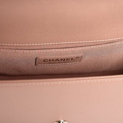 Chanel Caviar Chevron Quilted Medium Boy Flap Beige 6 of 8