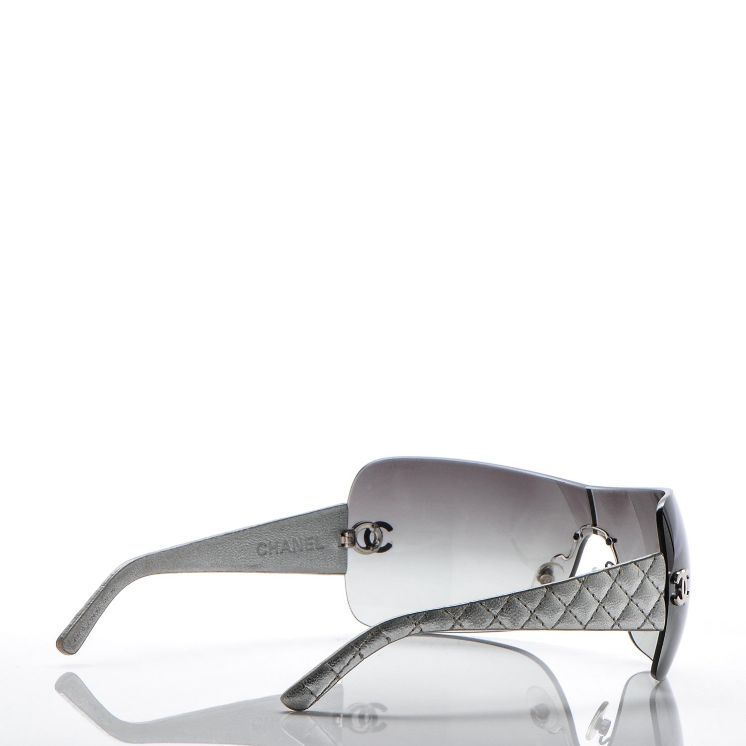 Chanel Metallic Quilted CC Sunglasses 4157-Q Silver 3 of 7